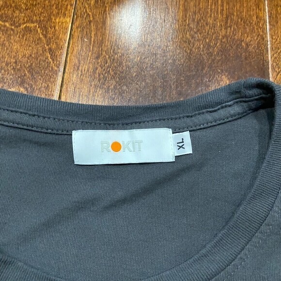 Rokit Streetwear Basketball Logo Gray Orange Tee Men's Size XL - Picture 7 of 8